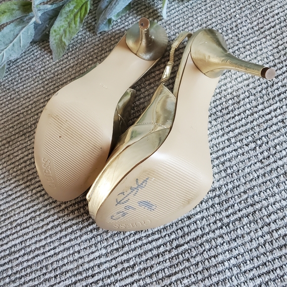 Guess Shoes Guess Gold Platform Slingback Heels Poshmark